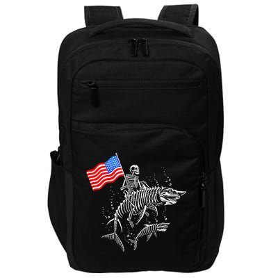 Skeleton Ride Shark 4th Of July Impact Tech Backpack