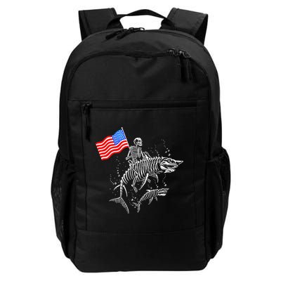 Skeleton Ride Shark 4th Of July Backpack
