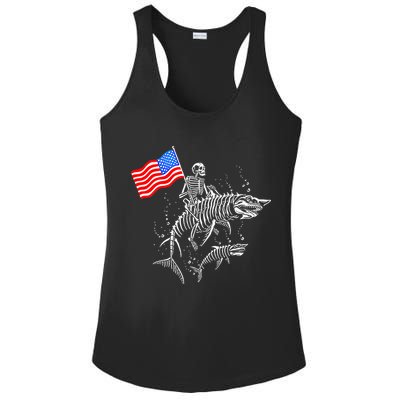 Skeleton Ride Shark 4th Of July Ladies PosiCharge Competitor Racerback Tank