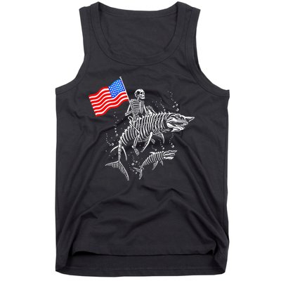 Skeleton Ride Shark 4th Of July Tank Top