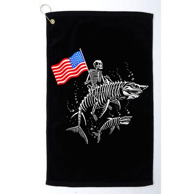 Skeleton Ride Shark 4th Of July Golf Towel