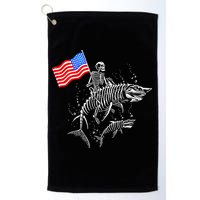 Skeleton Ride Shark 4th Of July Golf Towel