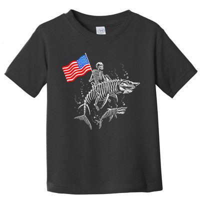 Skeleton Ride Shark 4th Of July Toddler T-Shirt