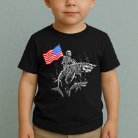 Skeleton Ride Shark 4th Of July Toddler T-Shirt