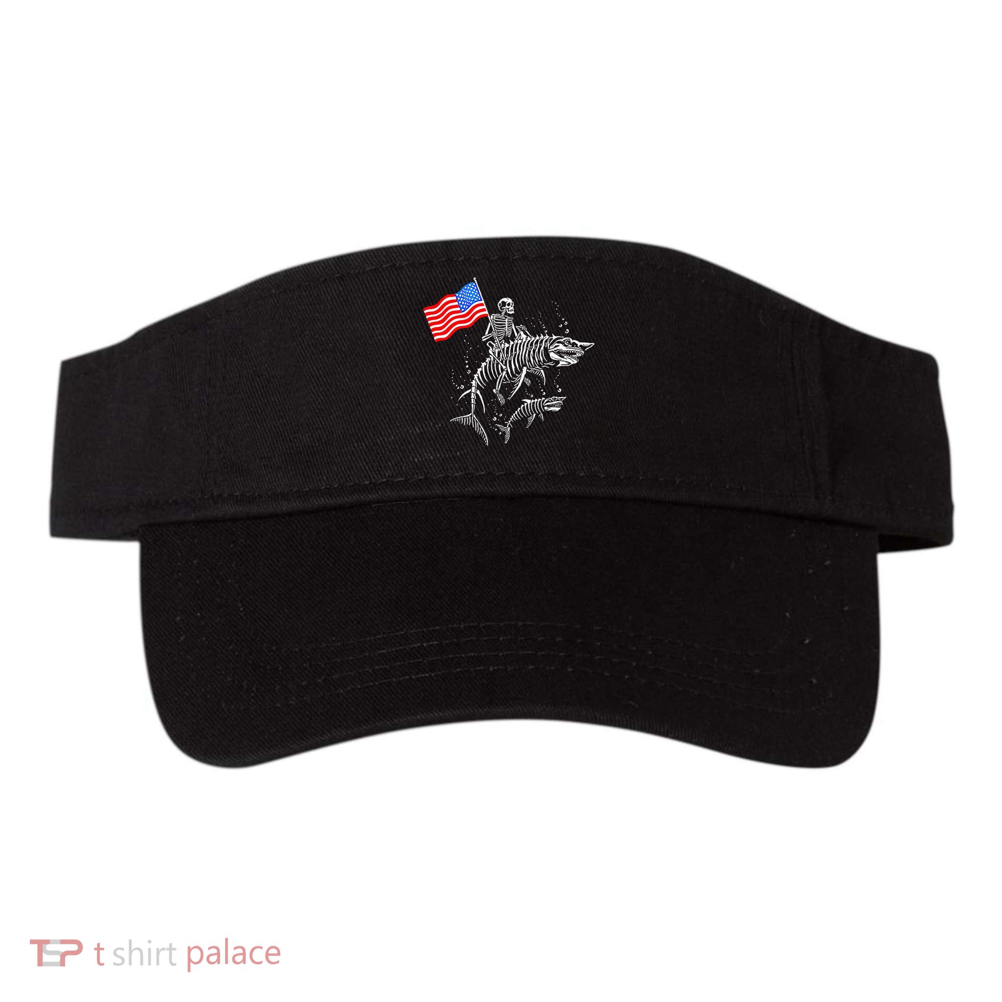 Skeleton Ride Shark 4th Of July Visor