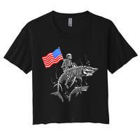 Skeleton Ride Shark 4th Of July Crop Top