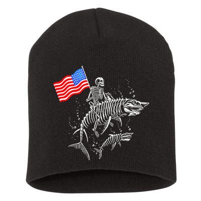 Skeleton Ride Shark 4th Of July Short Acrylic Beanie