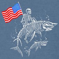 Skeleton Ride Shark 4th Of July Garment-Dyed Sweatshirt