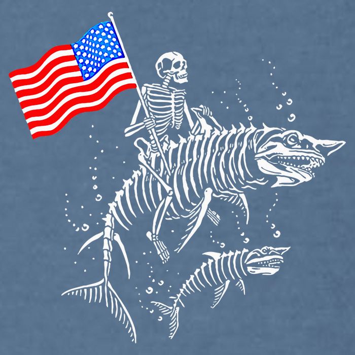 Skeleton Ride Shark 4th Of July Garment-Dyed Sweatshirt