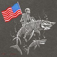 Skeleton Ride Shark 4th Of July Cotton Canvas Backpack