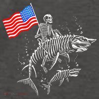 Skeleton Ride Shark 4th Of July Vector Backpack