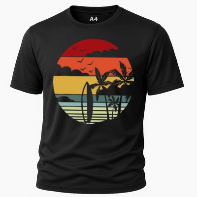 Surfing Retro Surfboard Surfer Surfers Waves Surfing Performance Shirt