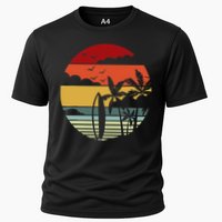 Surfing Retro Surfboard Surfer Surfers Waves Surfing Cooling Performance Crew T-Shirt