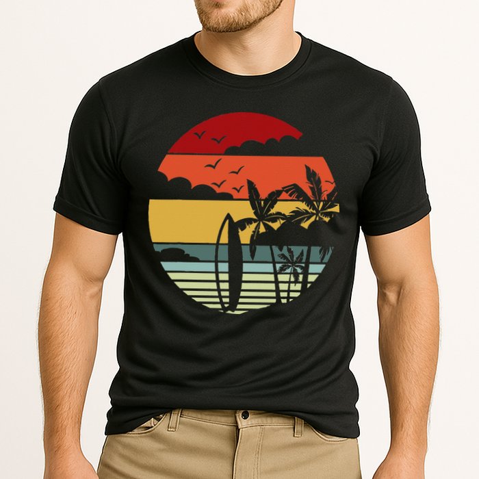 Surfing Retro Surfboard Surfer Surfers Waves Surfing Cooling Performance Crew T-Shirt