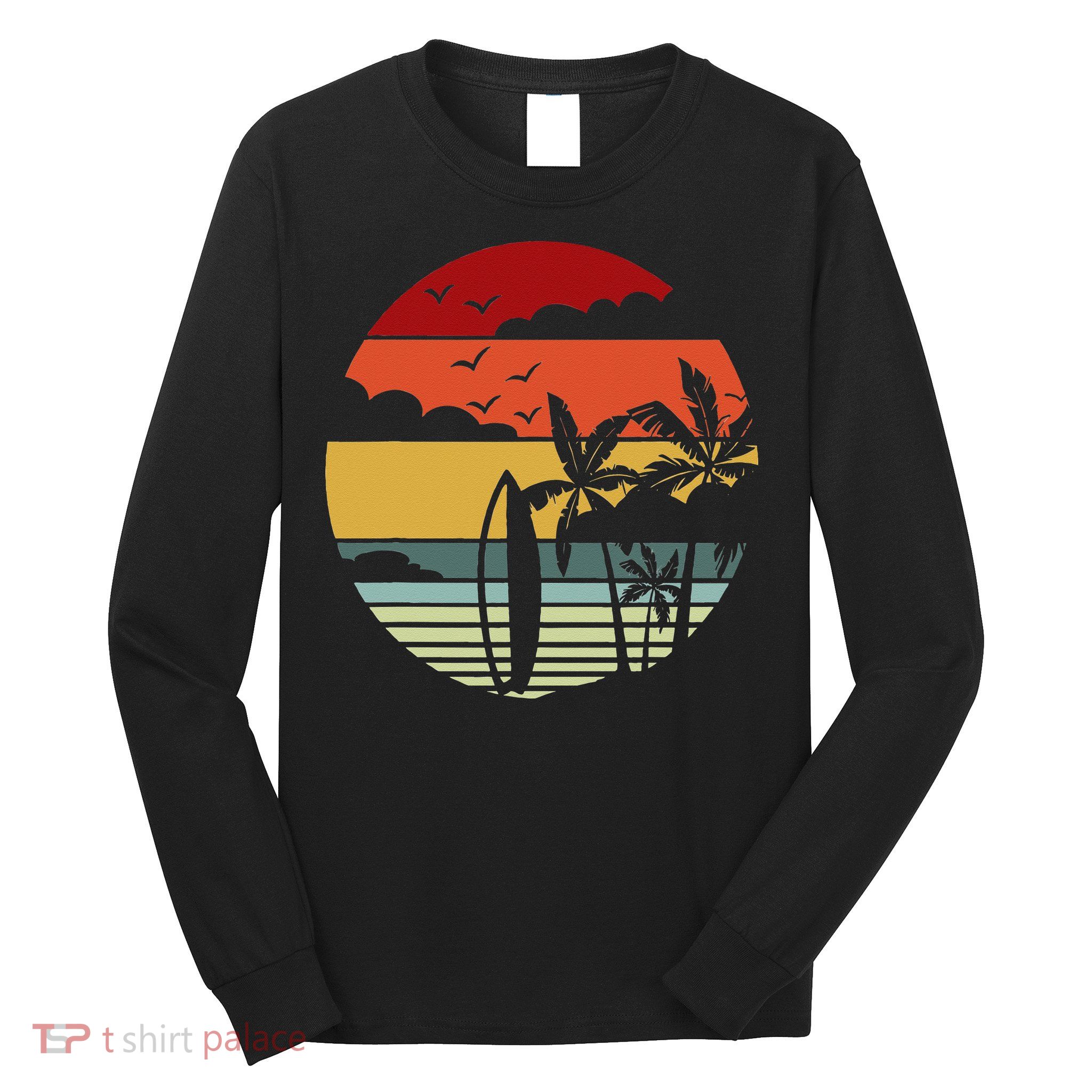 Surfing Retro Surfboard Surfer Surfers Waves Surfing Long Sleeve Shirt