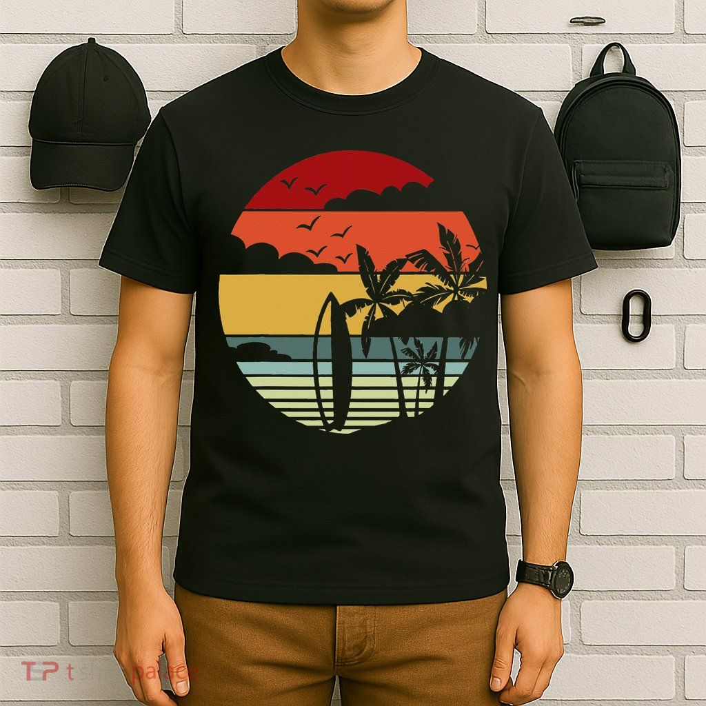 Surfing Retro Surfboard Surfer Surfers Waves Surfing T-Shirt