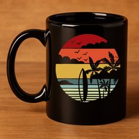 Surfing Retro Surfboard Surfer Surfers Waves Surfing 11oz C Handle Ceramic Mug