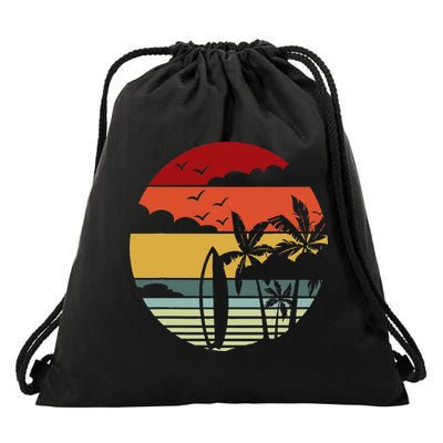 Surfing Retro Surfboard Surfer Surfers Waves Surfing Drawstring Bag