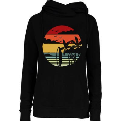 Surfing Retro Surfboard Surfer Surfers Waves Surfing Womens Funnel Neck Pullover Hood