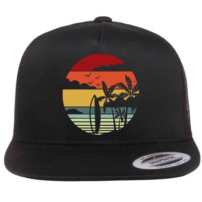 Surfing Retro Surfboard Surfer Surfers Waves Surfing Flatbill Hat