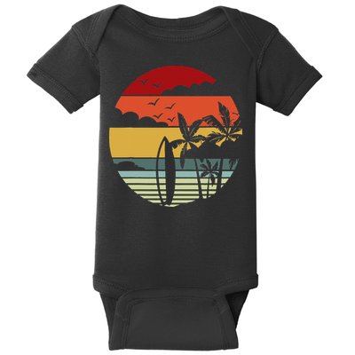 Surfing Retro Surfboard Surfer Surfers Waves Surfing Baby Bodysuit