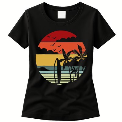 Surfing Retro Surfboard Surfer Surfers Waves Surfing Womens T-Shirt