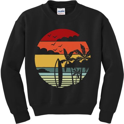 Surfing Retro Surfboard Surfer Surfers Waves Surfing Kids Sweatshirt