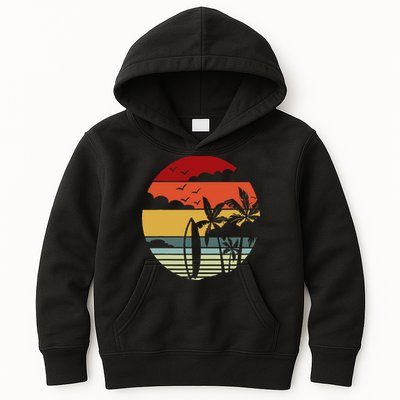 Surfing Retro Surfboard Surfer Surfers Waves Surfing Kids Hoodie