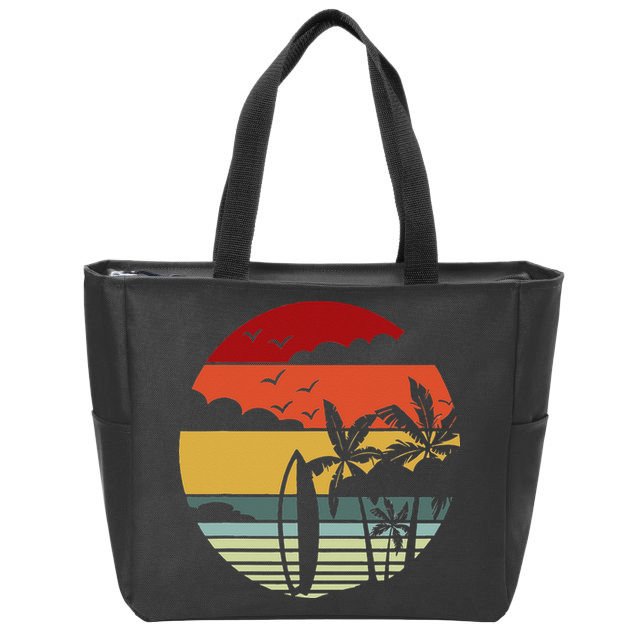 Surfing Retro Surfboard Surfer Surfers Waves Surfing Zip Tote Bag
