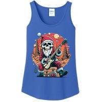 Skeleton Rocker Santa Halloween Vintage Retro Design Funny Gift Ladies Essential Tank