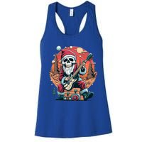 Skeleton Rocker Santa Halloween Vintage Retro Design Funny Gift Women's Racerback Tank