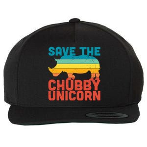 Sunset Retro Save The Chubby Unicorn Rhino Funny Gift Wool Snapback Cap