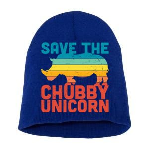 Sunset Retro Save The Chubby Unicorn Rhino Funny Gift Short Acrylic Beanie