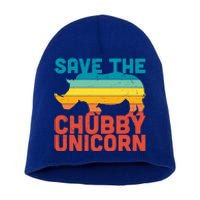 Sunset Retro Save The Chubby Unicorn Rhino Funny Gift Short Acrylic Beanie