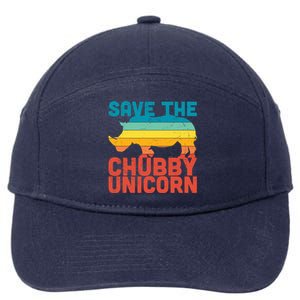 Sunset Retro Save The Chubby Unicorn Rhino Funny Gift 7-Panel Snapback Hat