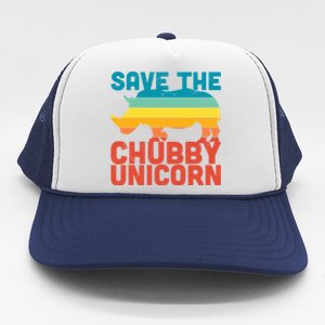 Sunset Retro Save The Chubby Unicorn Rhino Funny Gift Trucker Hat