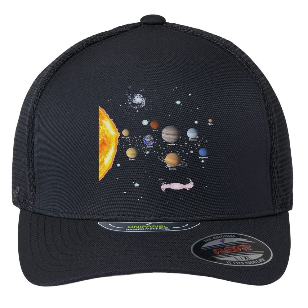 Stem Realistic Space Solar System Flexfit Unipanel Trucker Cap