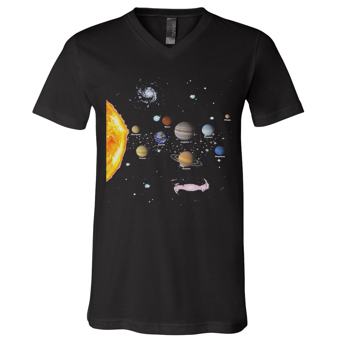 Stem Realistic Space Solar System V-Neck T-Shirt
