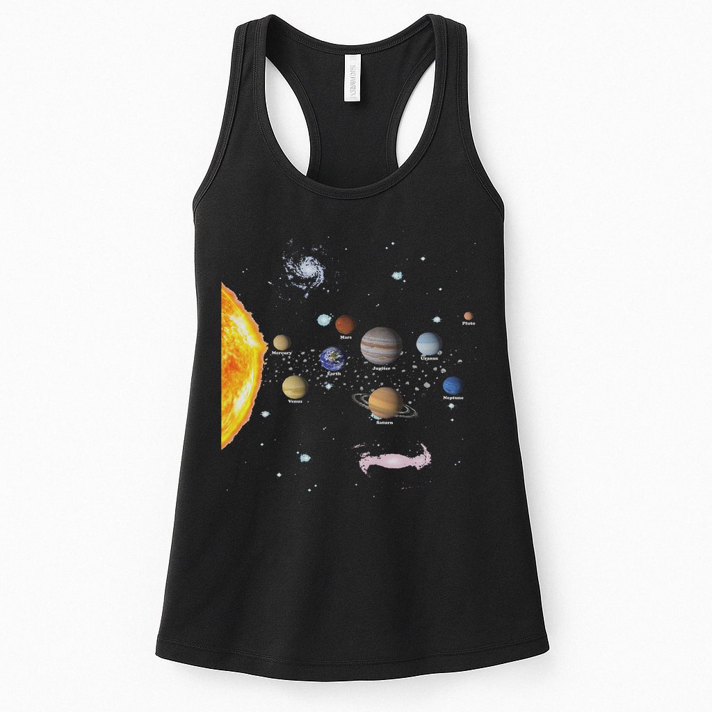 Stem Realistic Space Solar System Womens Tank Top