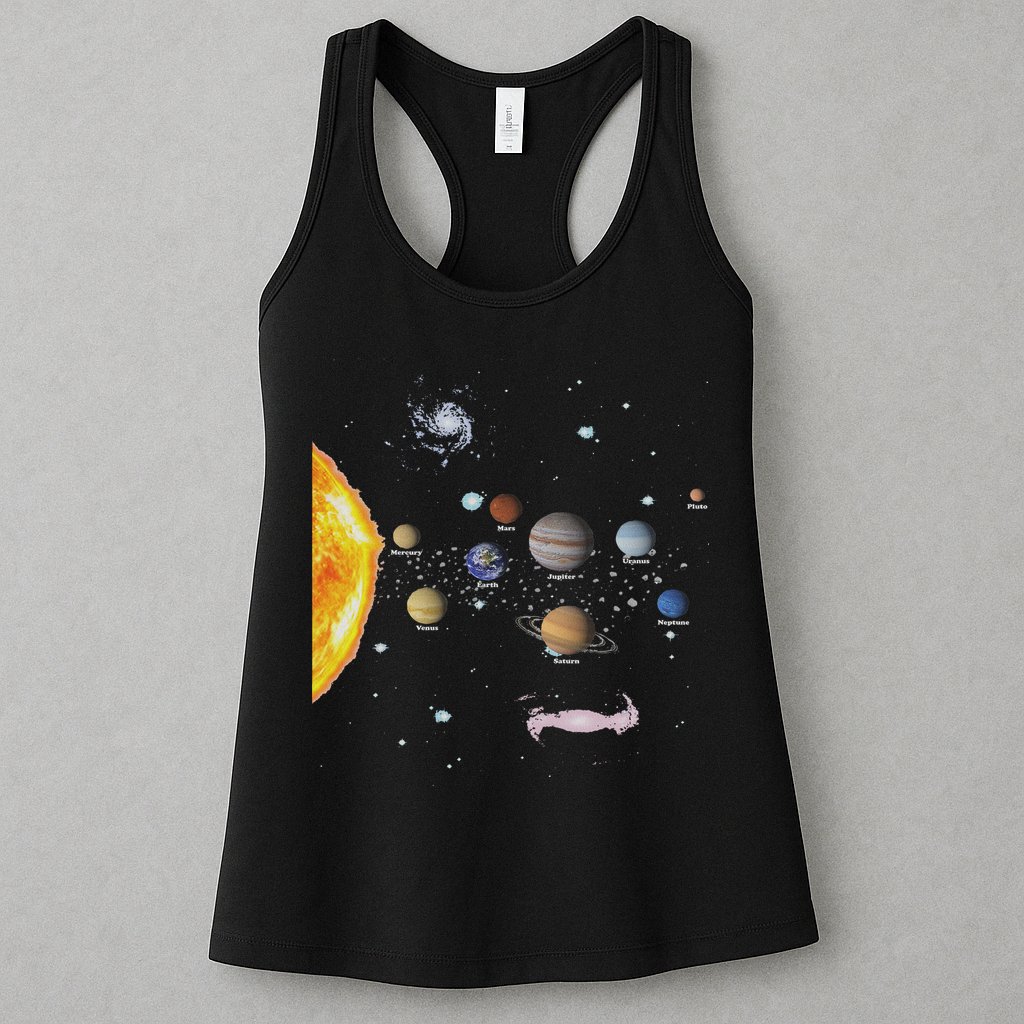 Stem Realistic Space Solar System Womens Tank Top