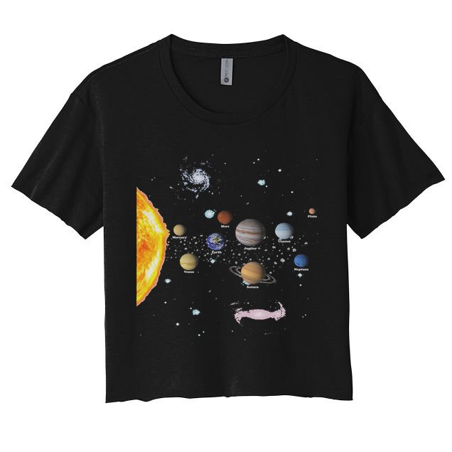 Stem Realistic Space Solar System Women's Crop Top Tee