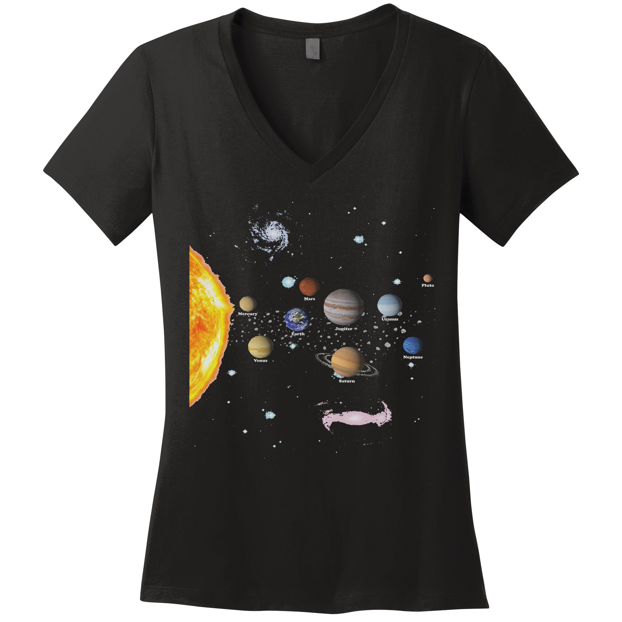 Stem Realistic Space Solar System Women's V-Neck T-Shirt