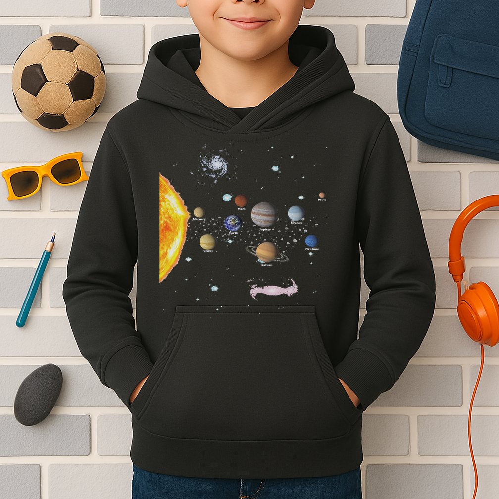 Stem Realistic Space Solar System Kids Hoodie