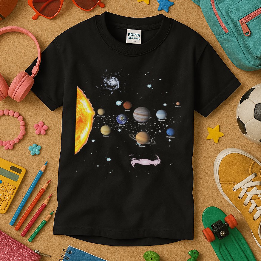 Stem Realistic Space Solar System Kids T-Shirt