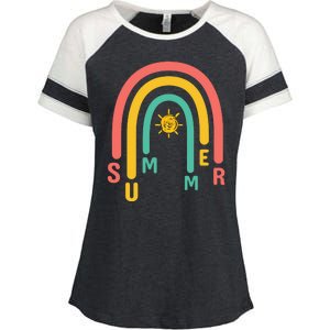 Summer Rainbow Sunshine Cute Enza Ladies Jersey Colorblock Tee