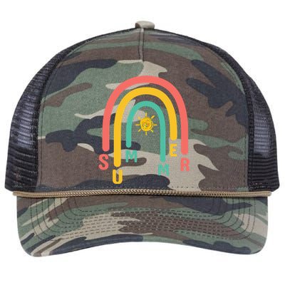 Summer Rainbow Sunshine Cute Retro Rope Trucker Hat Cap