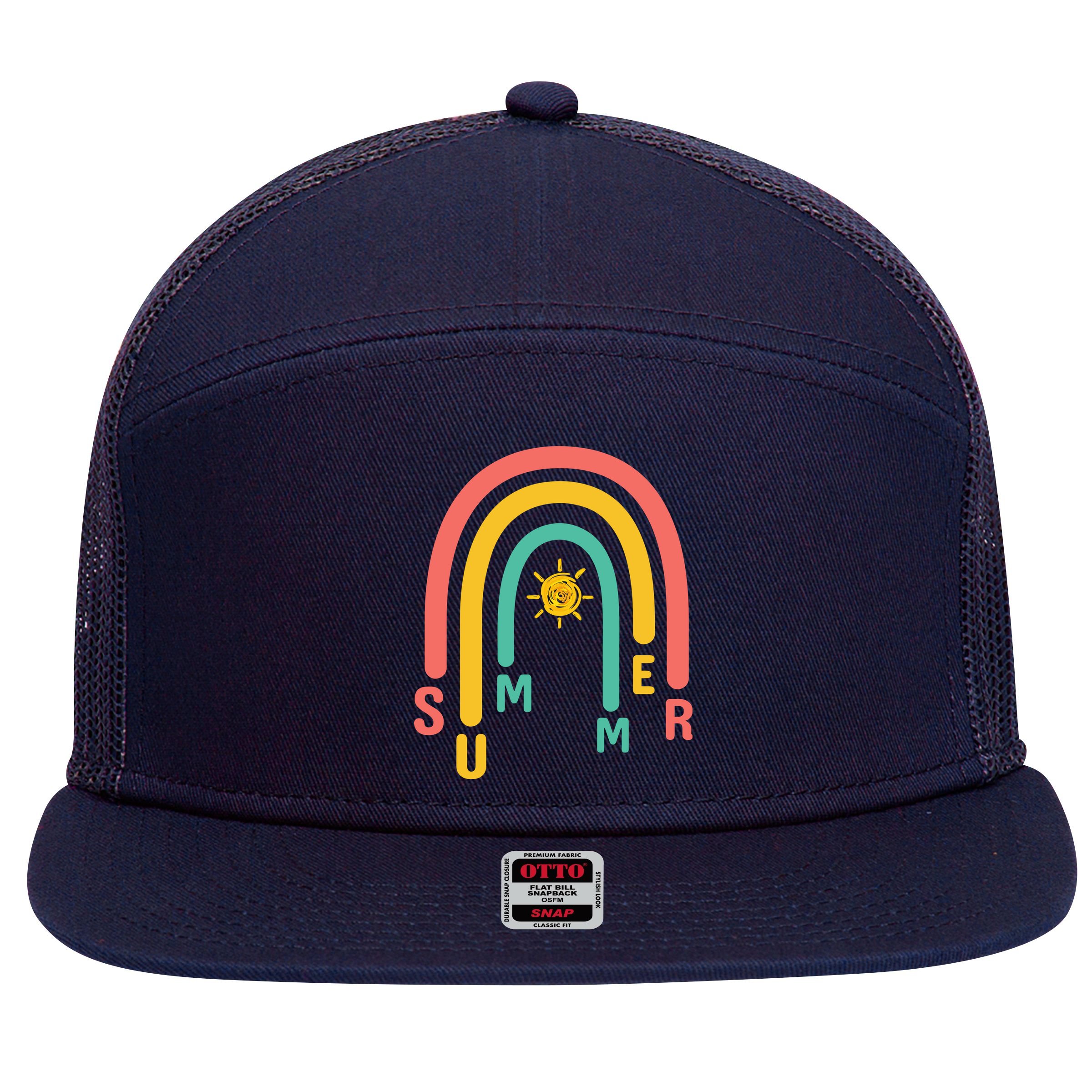 Summer Rainbow Sunshine Cute 7 Panel Mesh Trucker Snapback Hat