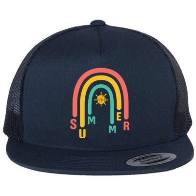 Summer Rainbow Sunshine Cute Flat Bill Trucker Hat