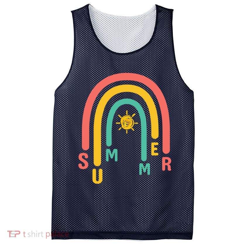Summer Rainbow Sunshine Cute Mesh Reversible Basketball Jersey Tank