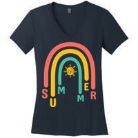 Summer Rainbow Sunshine Cute Women's V-Neck T-Shirt